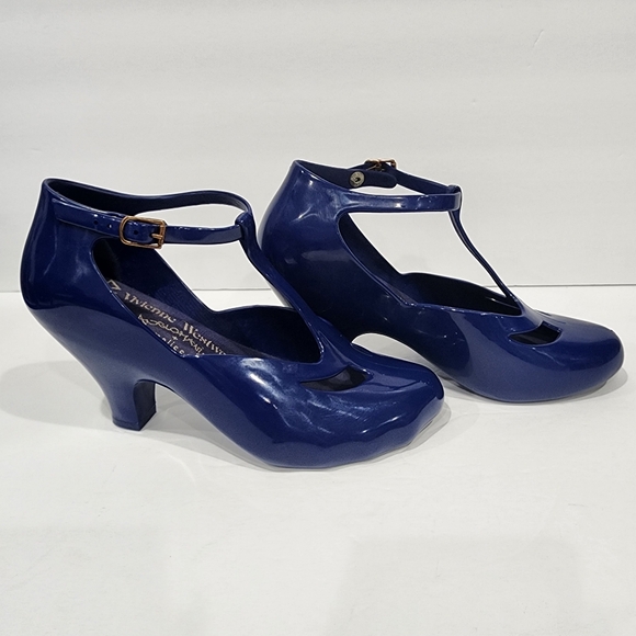 Vivienne Westwood Anglomania + Melissa Blue Jelly T Strap Heels 6 - Picture 2 of 12